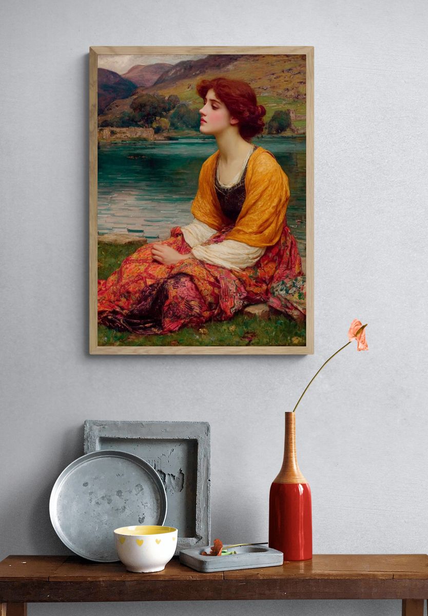 Serene Lady by the Lake — Fine Art Print. — room view 3