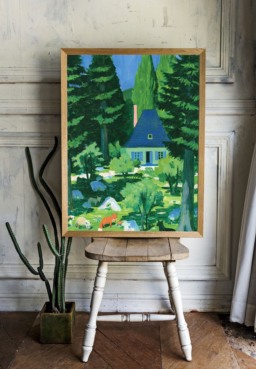 Forest Cottage — Fine-Art Print. room preview