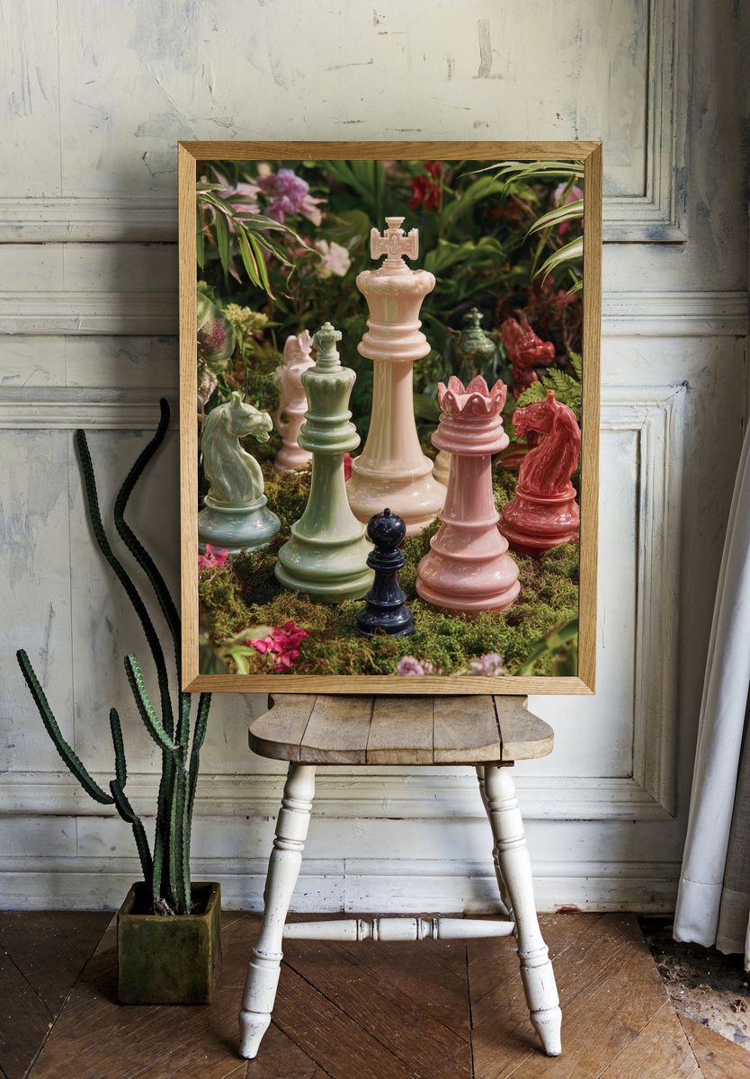 Chess Pieces in Bloom — Fine Art Print. — room view 1