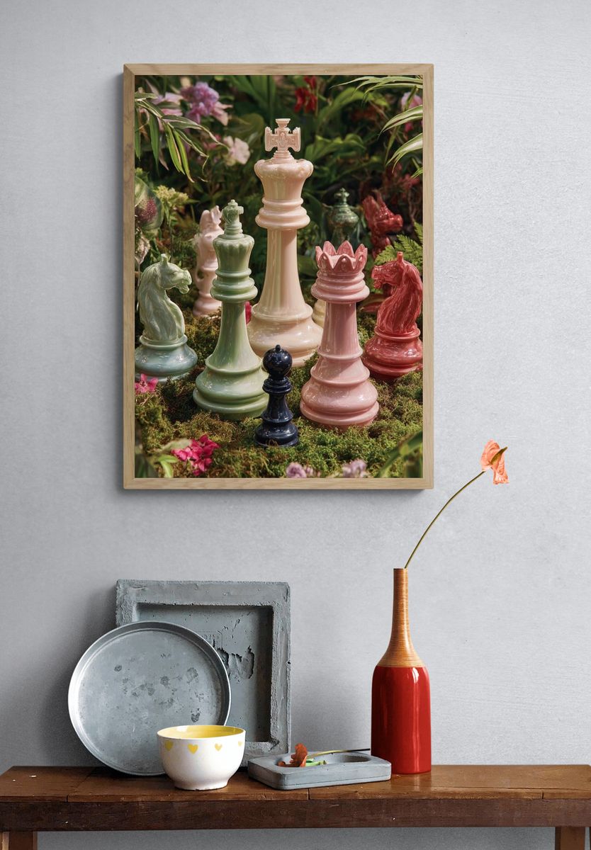 Chess Pieces in Bloom — Fine Art Print. — room view 3