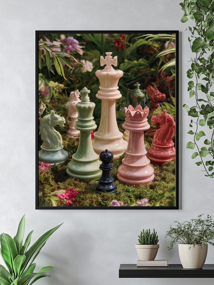 Chess Pieces in Bloom — Fine Art Print. — room view 4