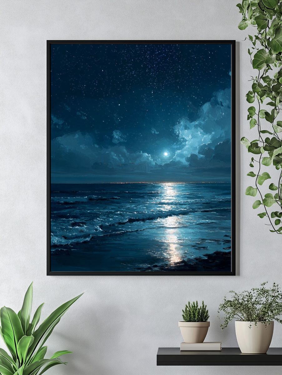 Moonlit Ocean Night — Fine Art Print. — room view 4