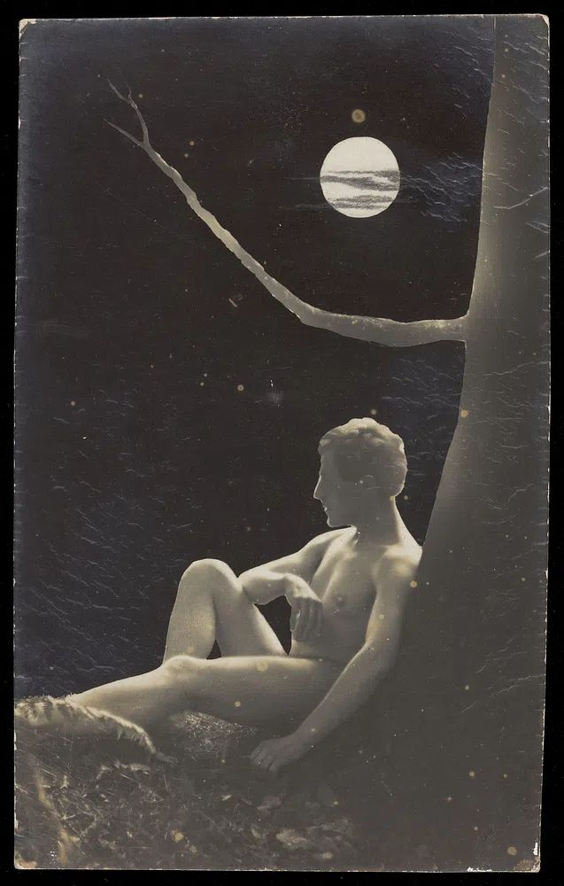 Nude Figure Under Moonlight — Fine Art Print. poster detail