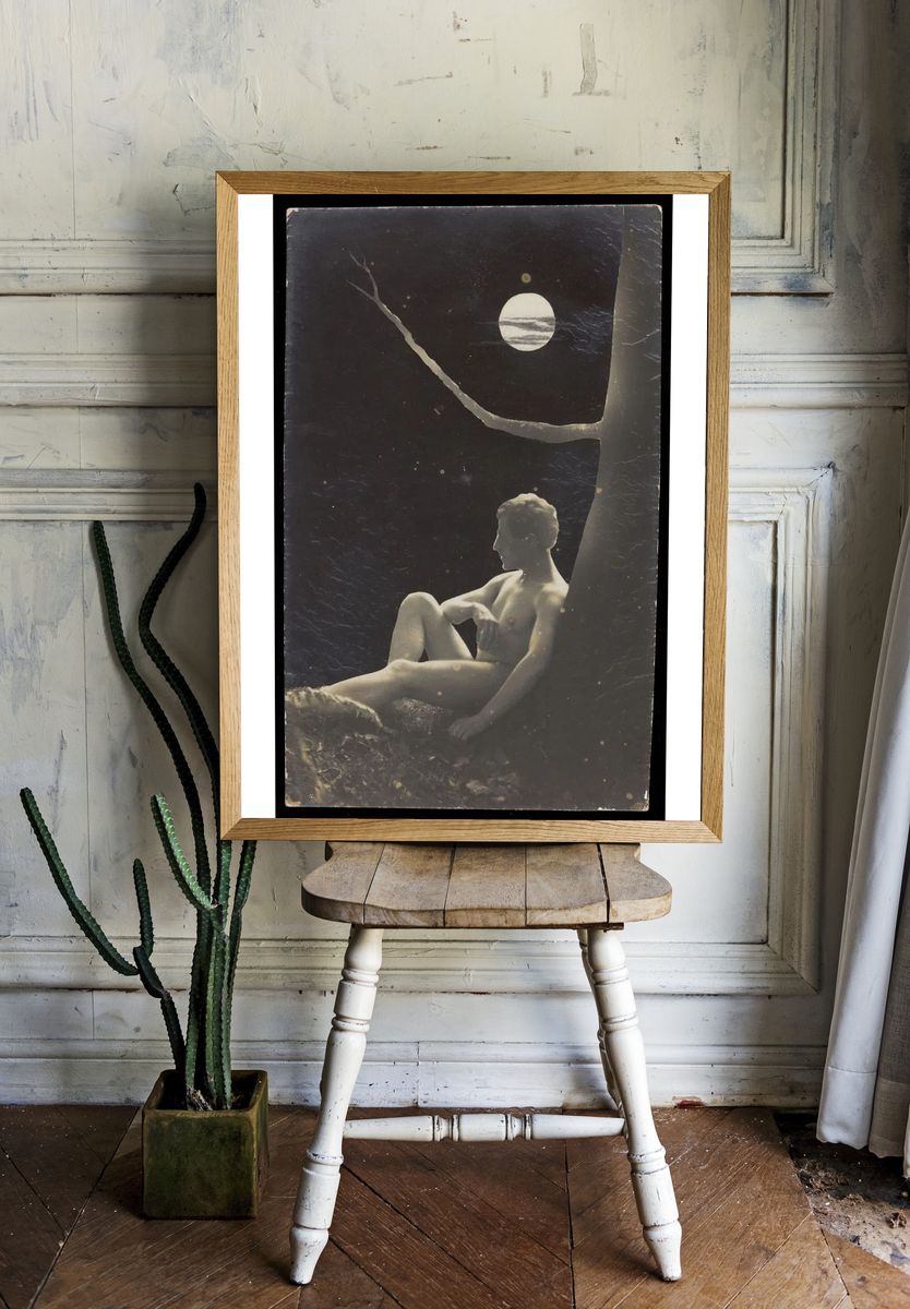 Nude Figure Under Moonlight — Fine Art Print. — room view 1