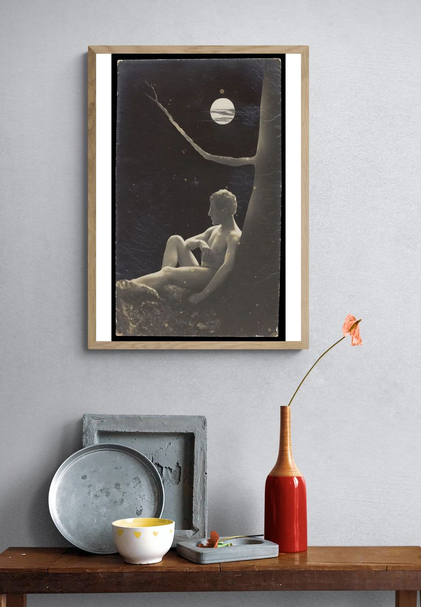 Nude Figure Under Moonlight — Fine Art Print. — room view 3