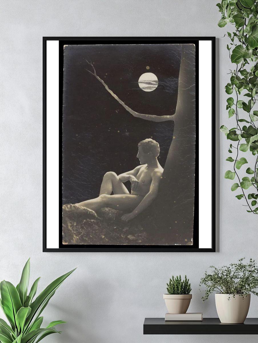 Nude Figure Under Moonlight — Fine Art Print. — room view 4