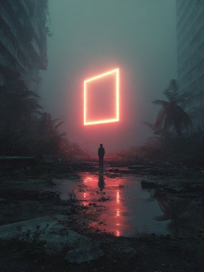 Neon Square in Fog — Fine Art Print. poster print