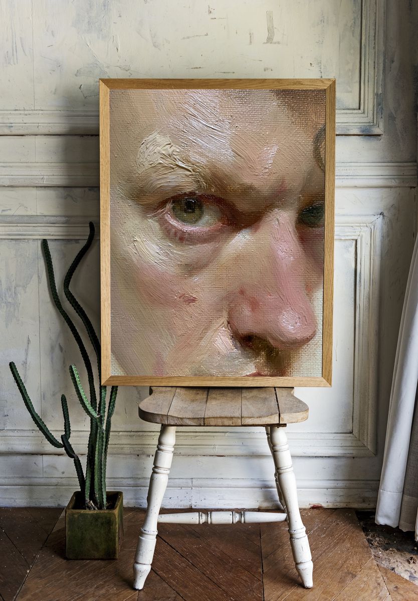Textured Portrait Oil Painting Print. — room view 1