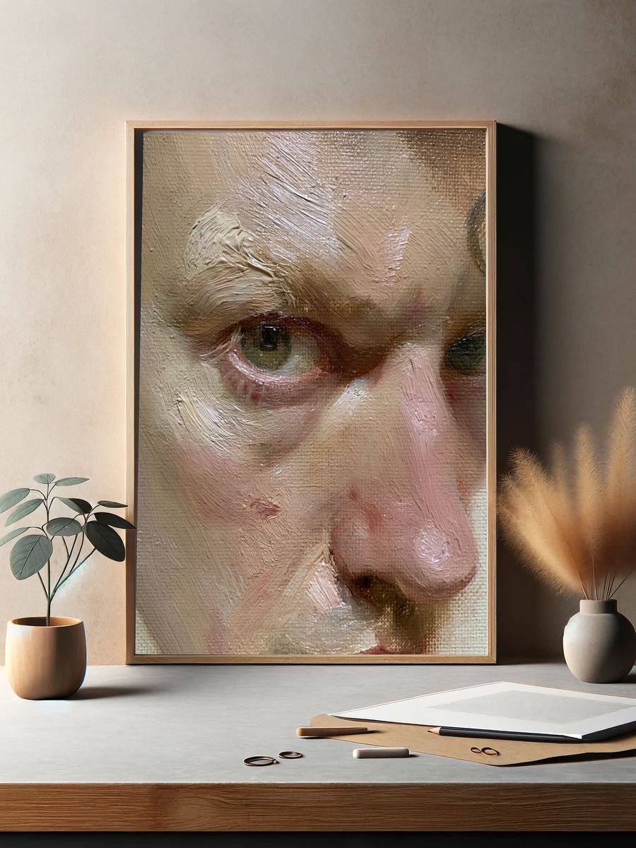 Textured Portrait Oil Painting Print. — room view 2