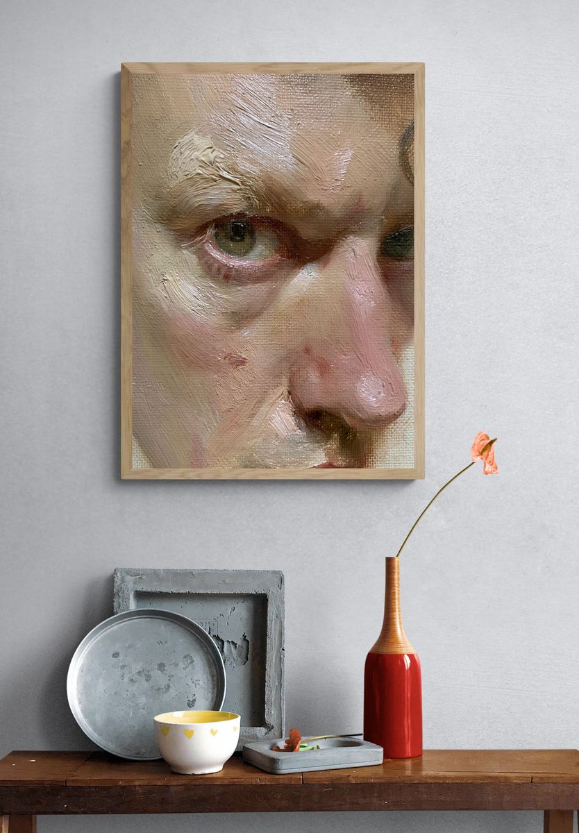 Textured Portrait Oil Painting Print. — room view 3
