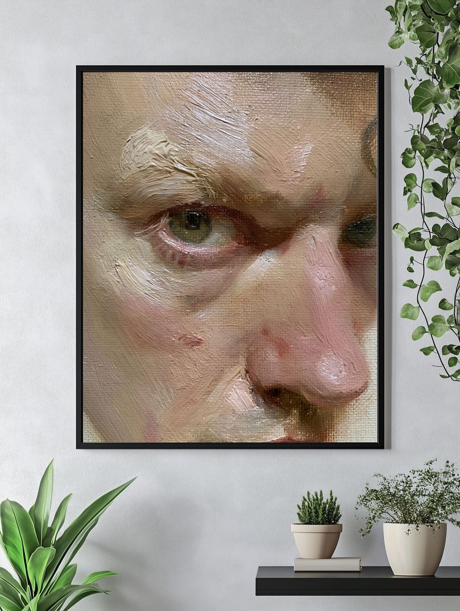 Textured Portrait Oil Painting Print. — room view 4