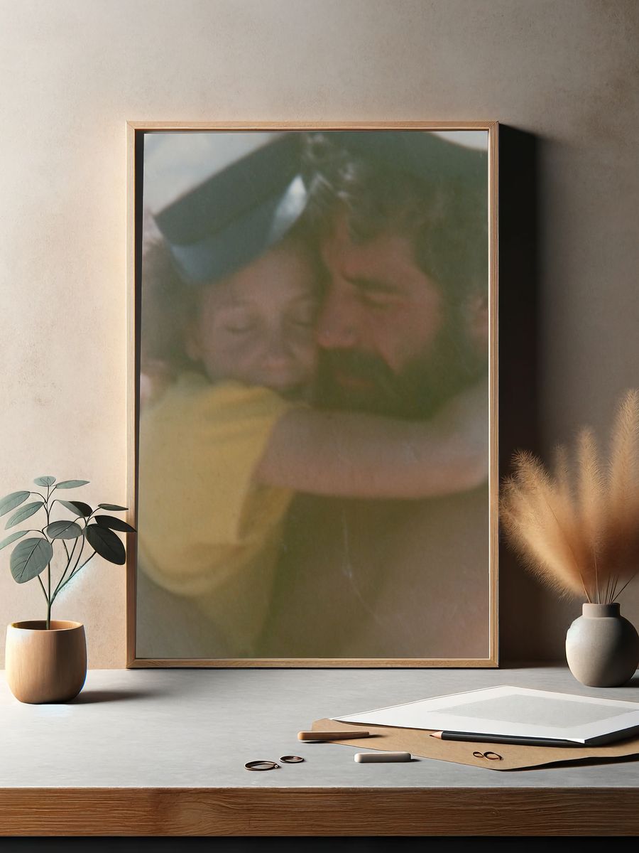 Tender Father and Child Portrait Print. — room view 2