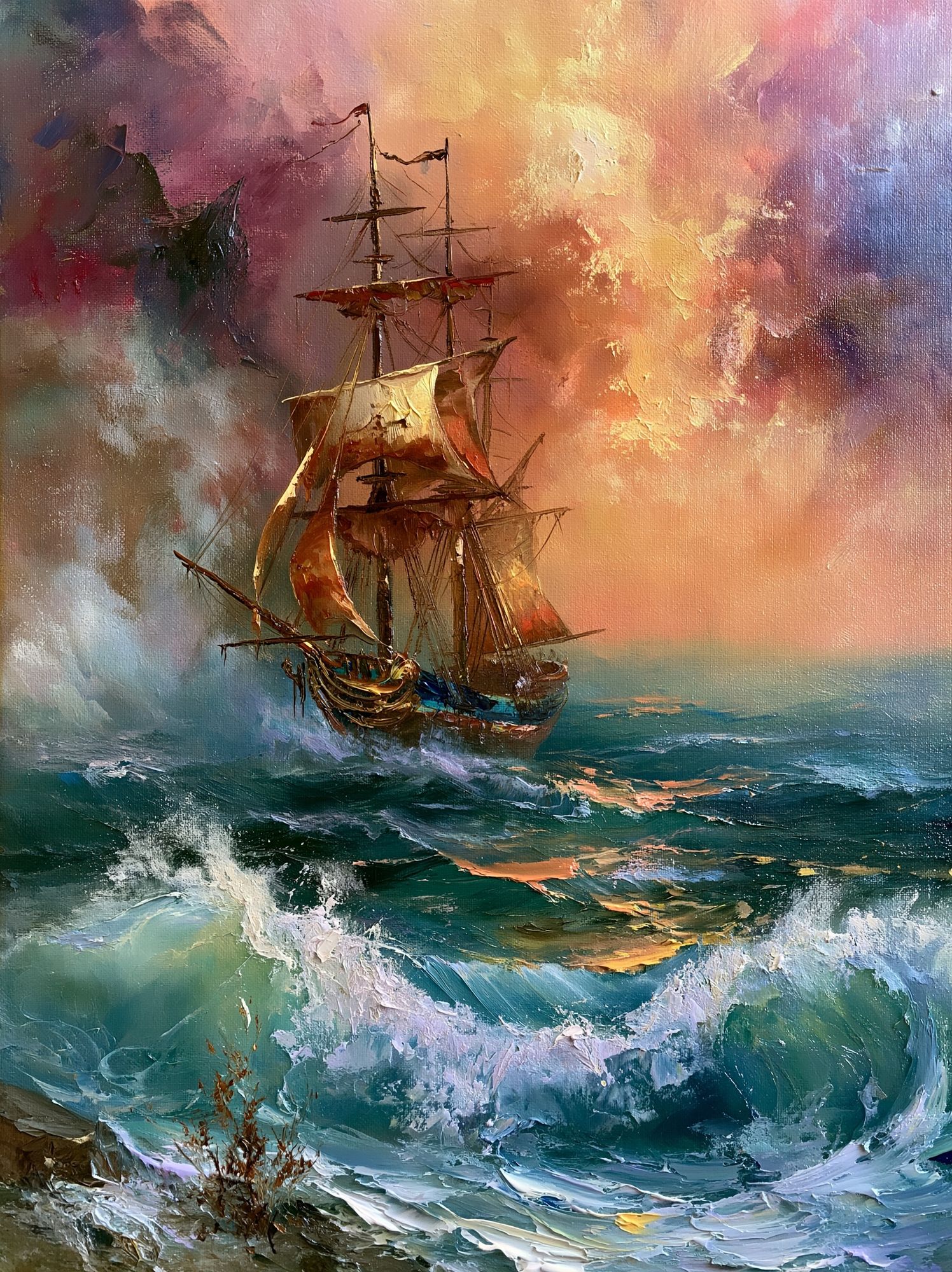 Stormy Sailing Ship Fine-Art Print. poster — fine-art art