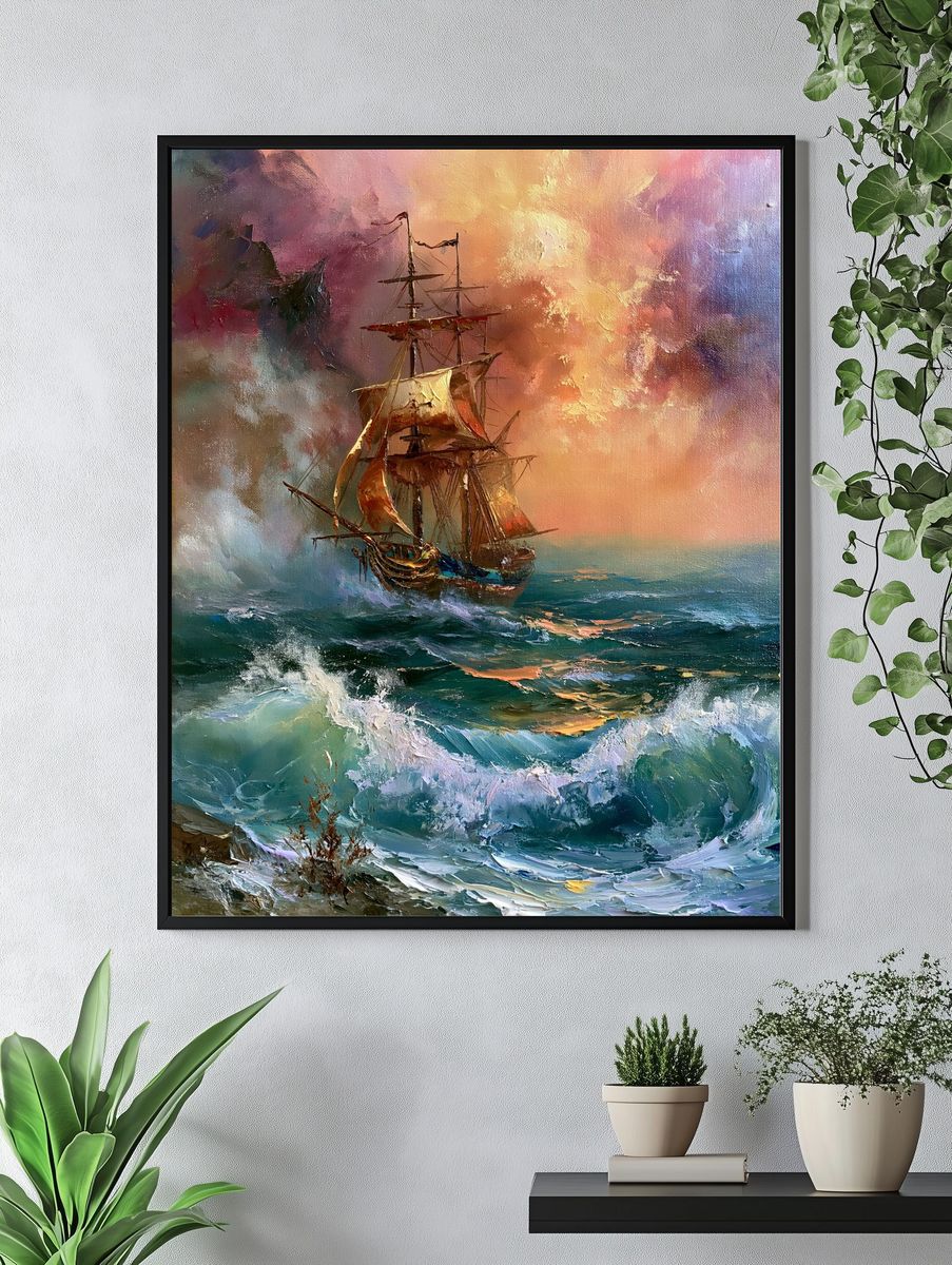 Stormy Sailing Ship Fine-Art Print. — room view 4
