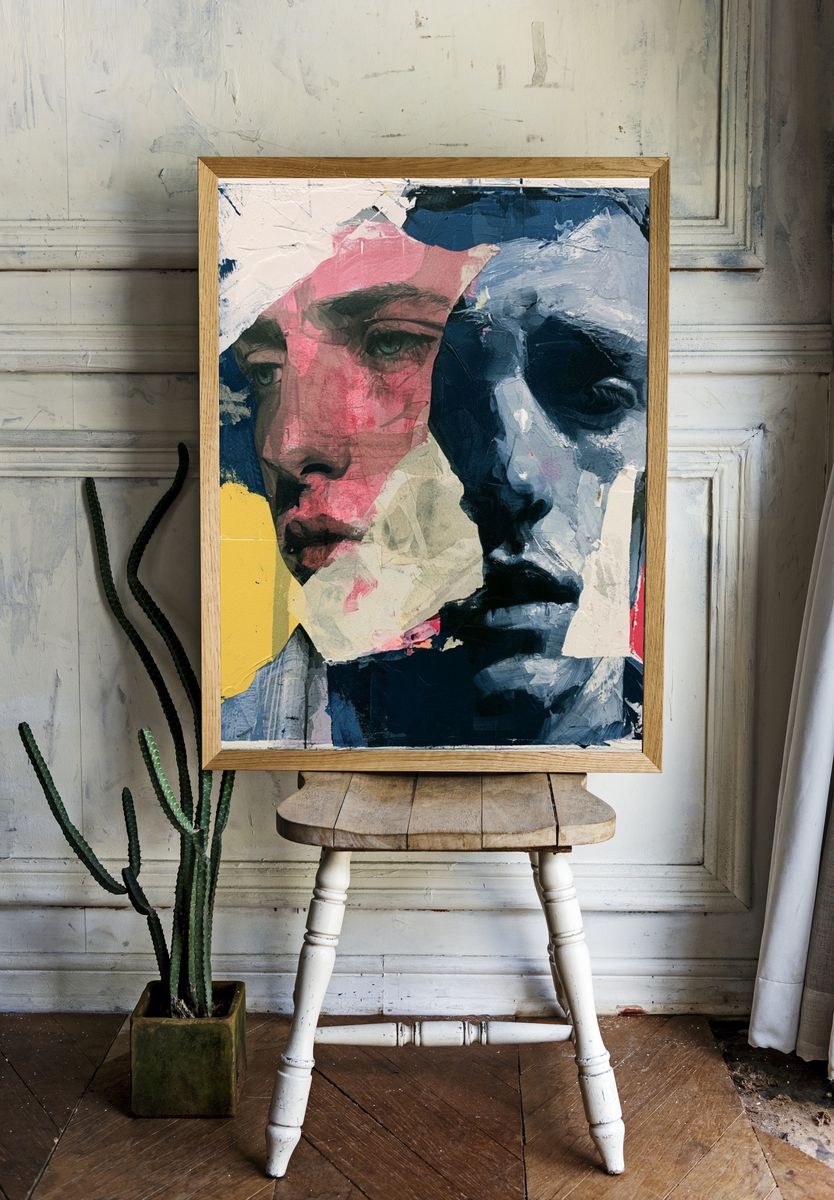 Abstract Portrait Collage Print. room preview