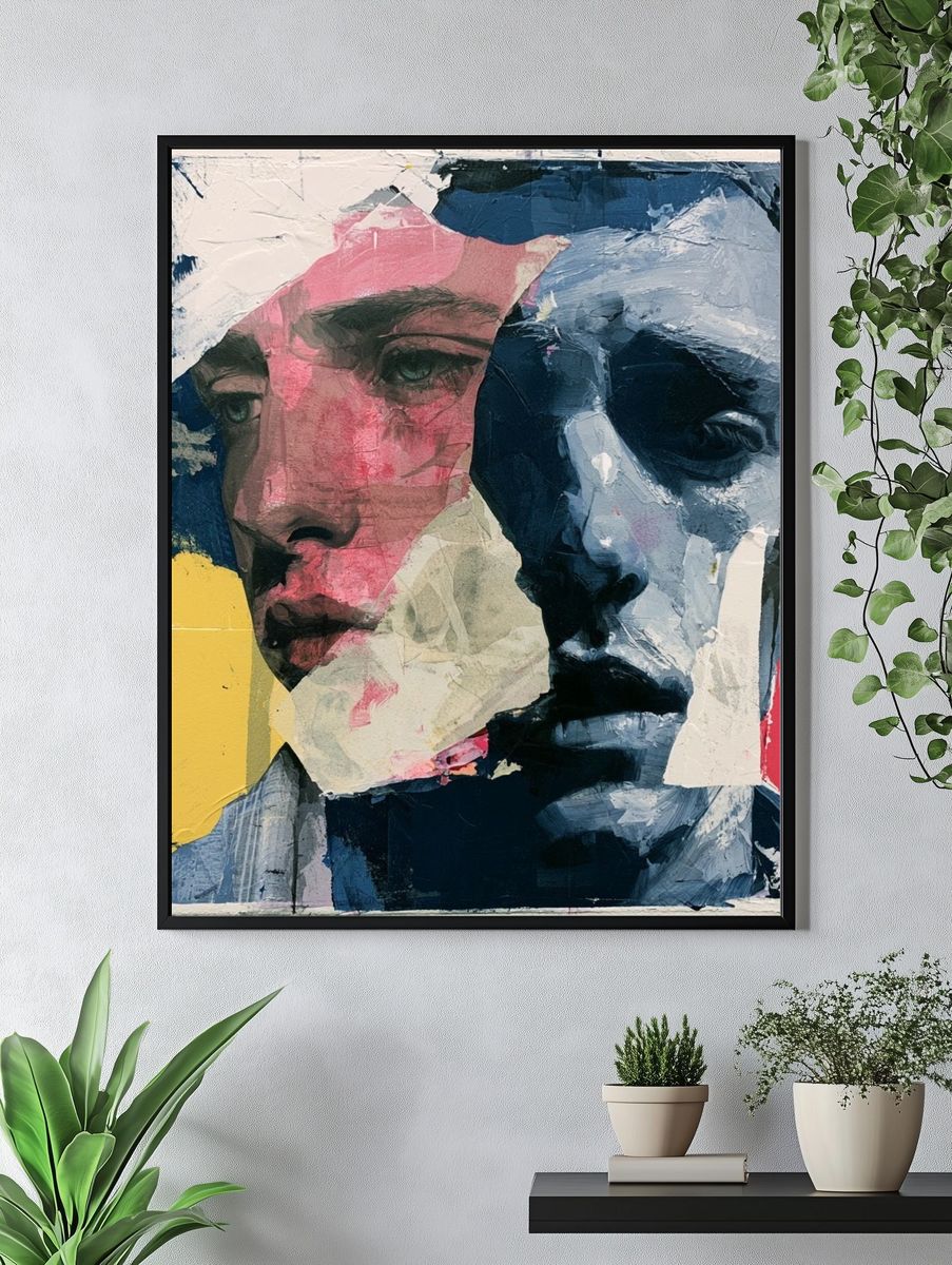 Abstract Portrait Collage Print. — room view 4