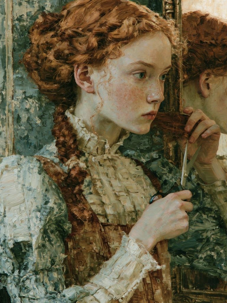 Red-Haired Girl Portrait Print. poster detail
