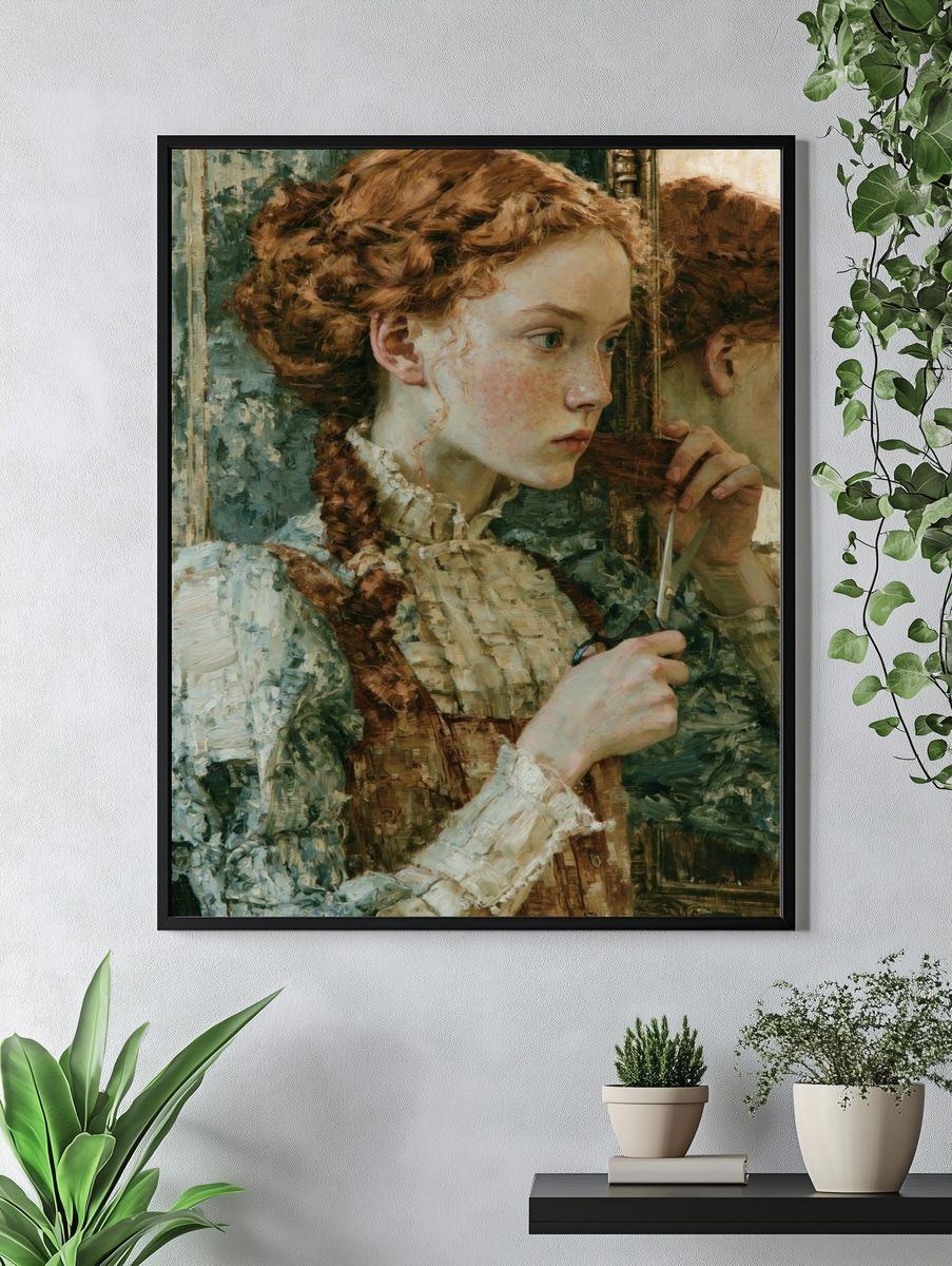 Red-Haired Girl Portrait Print. — room view 4