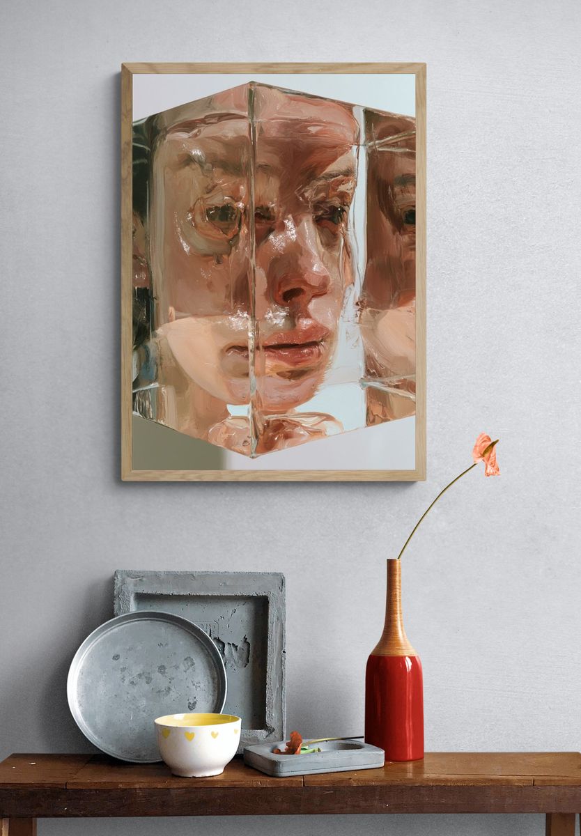 Fragmented Face Surrealism Print. — room view 3