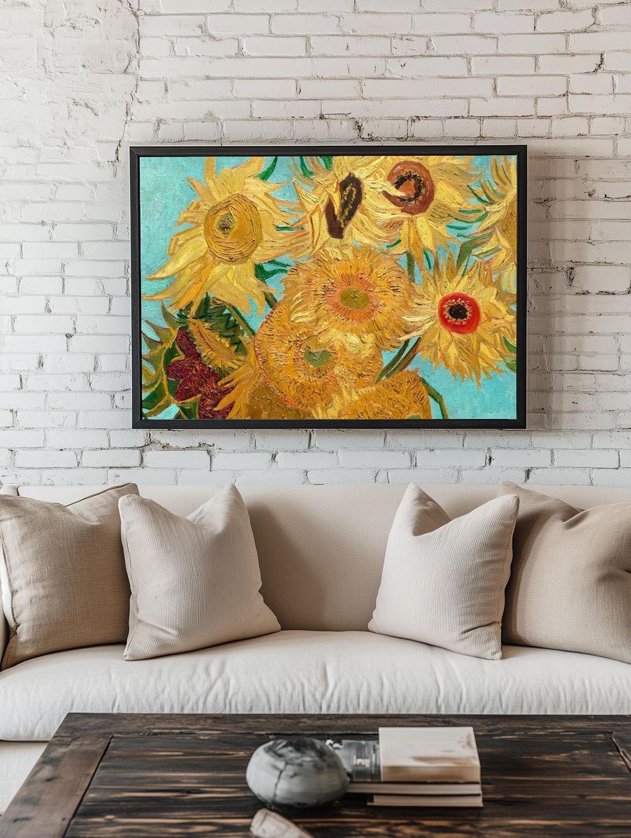 Van Gogh Sunflowers wallpaper, desktop. — room view 1