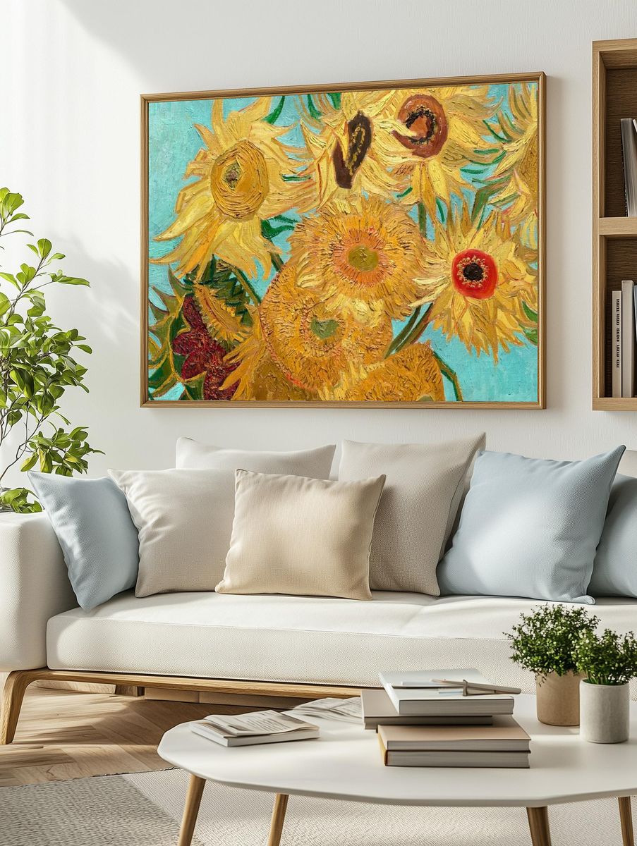 Van Gogh Sunflowers wallpaper, desktop. — room view 2
