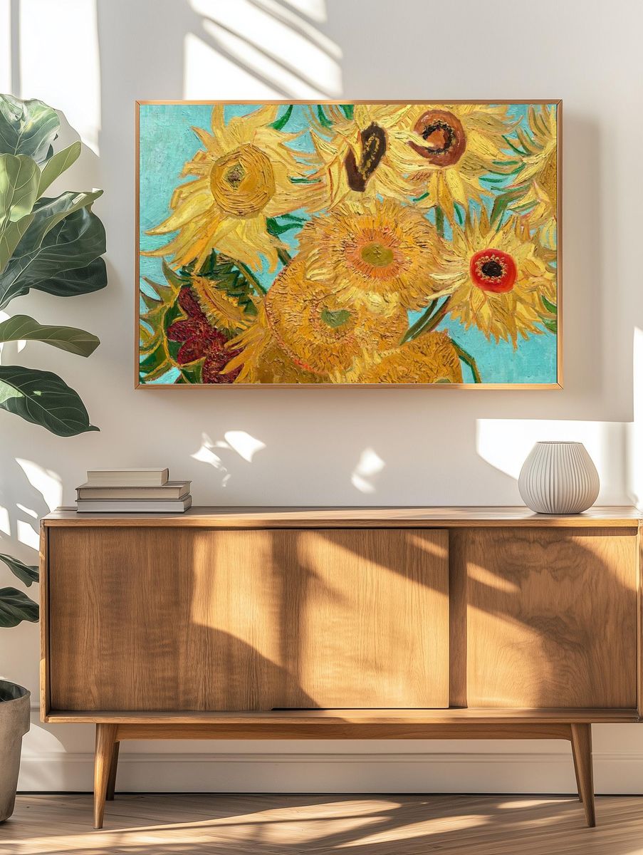 Van Gogh Sunflowers wallpaper, desktop. — room view 3