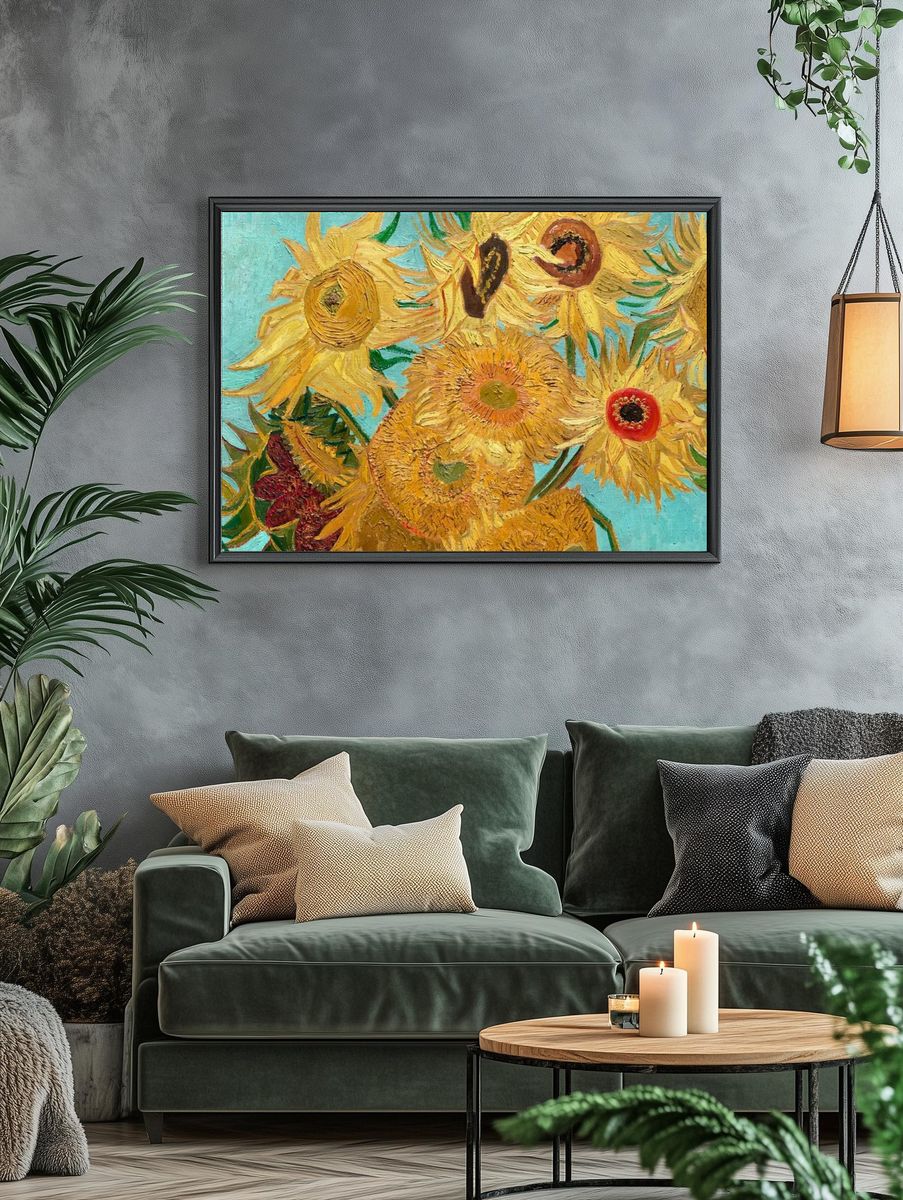 Van Gogh Sunflowers wallpaper, desktop. — room view 4