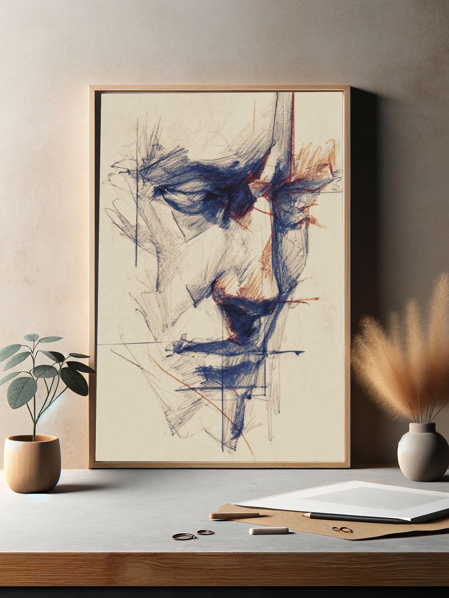 Abstract Face Sketch Poster. — room view 2
