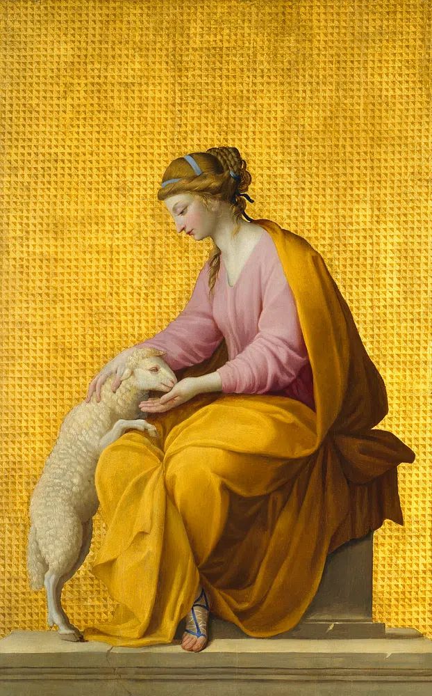 Woman with Sheep — Fine Art Print. poster — fine-art art