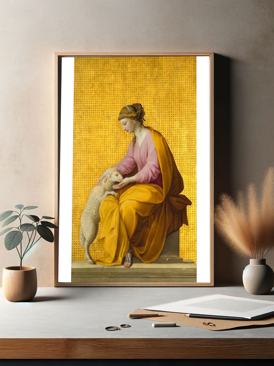 Woman with Sheep — Fine Art Print. — room view 2