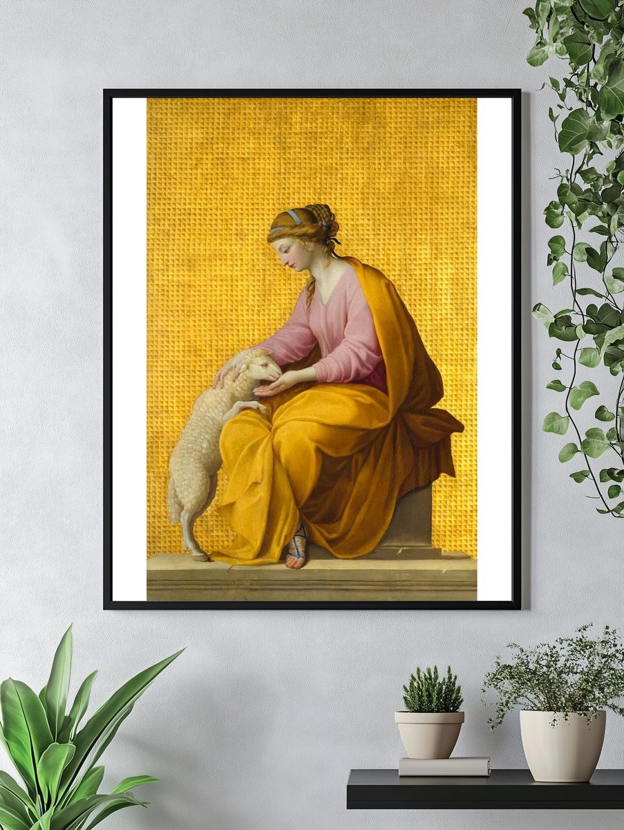 Woman with Sheep — Fine Art Print. — room view 4