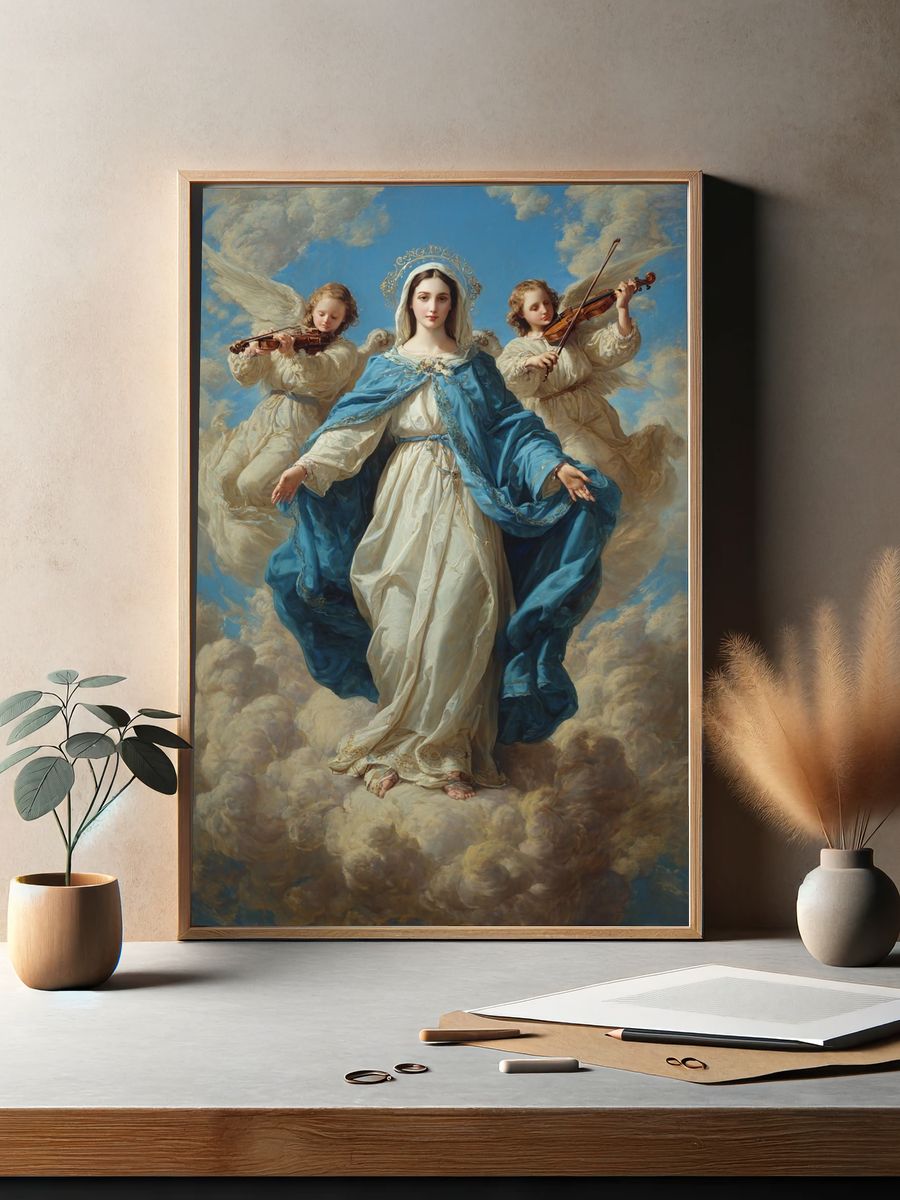 Virgin Mary Baroque Painting Poster. — room view 2