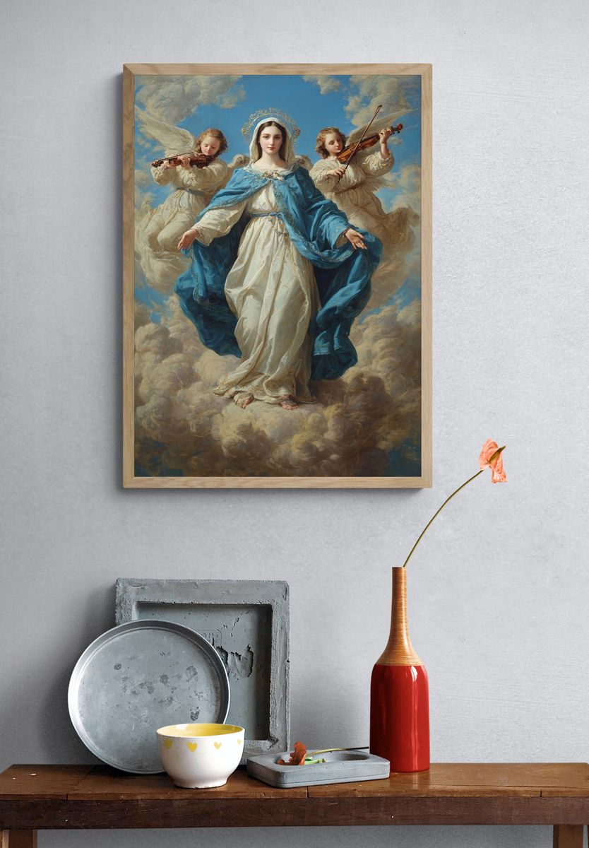 Virgin Mary Baroque Painting Poster. — room view 3