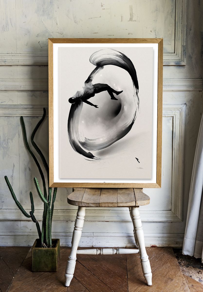 Floating Figure Ink Poster. room preview