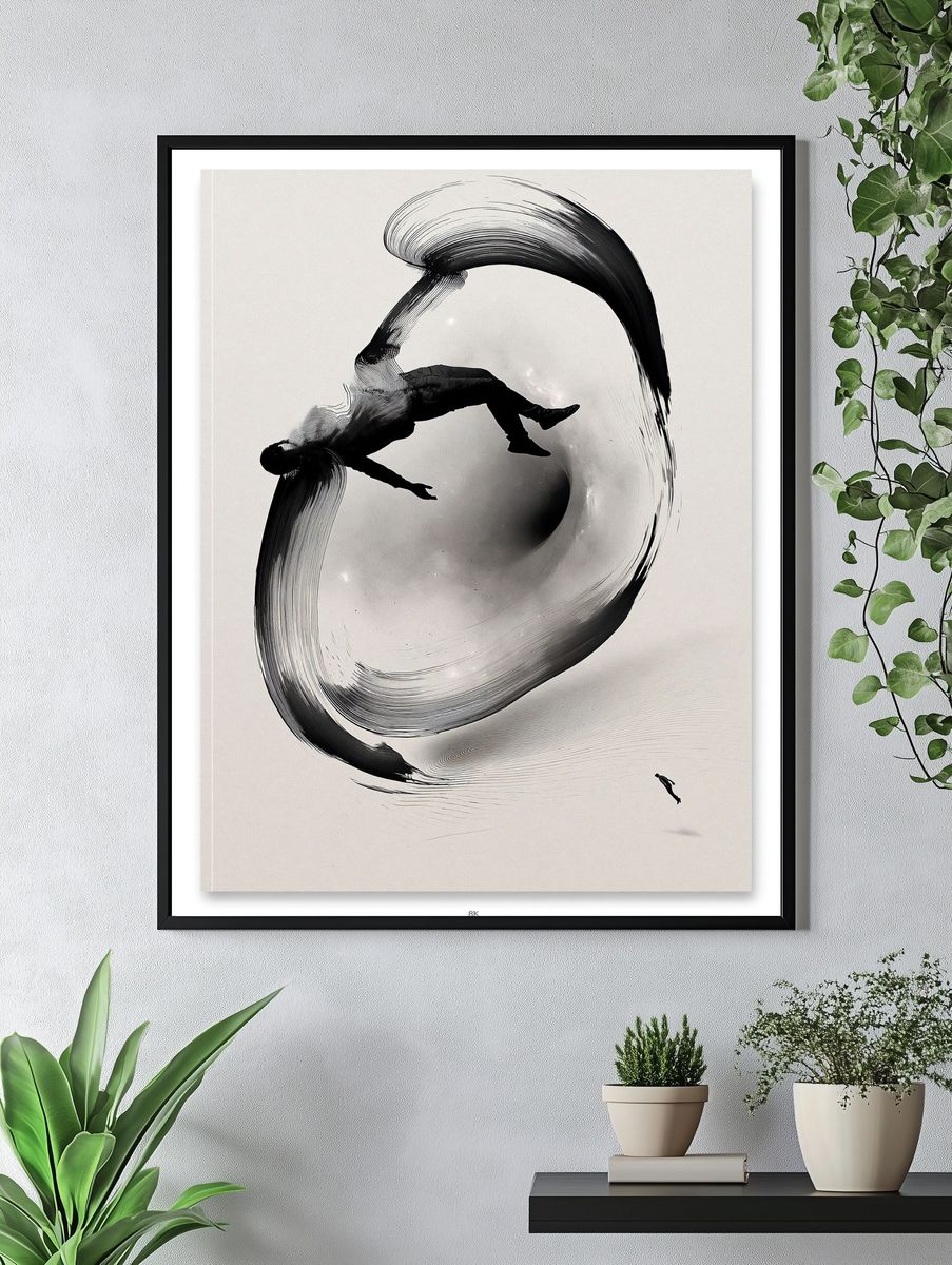 Floating Figure Ink Poster. — room view 4