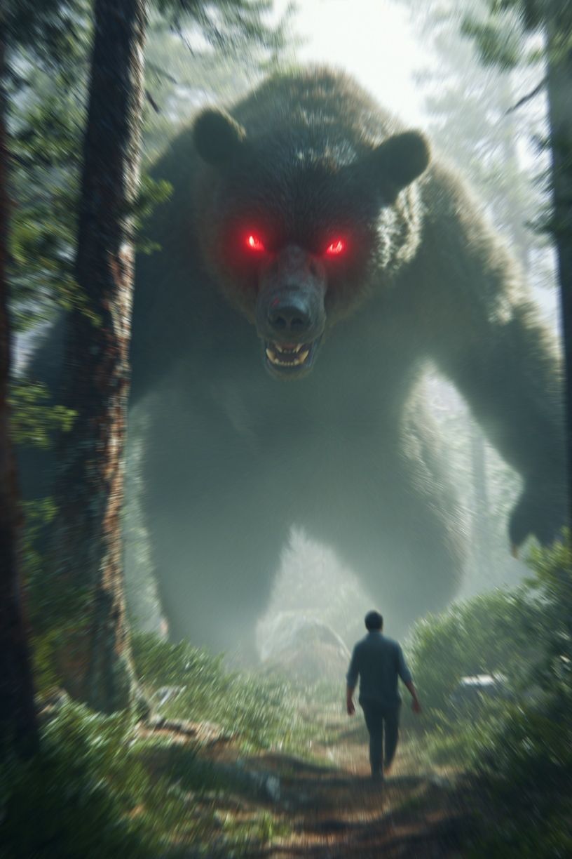 Giant Bear Encounter — Fantasy Print. poster detail