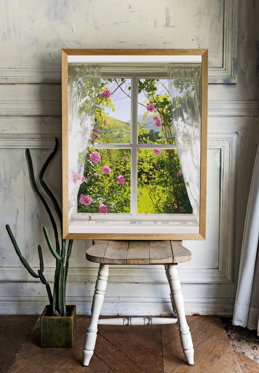 Window with Roses — Fine Art Print. — room view 1