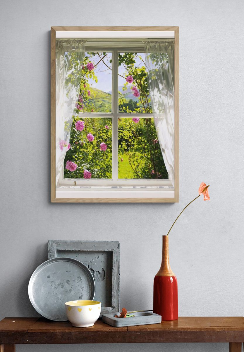 Window with Roses — Fine Art Print. — room view 3