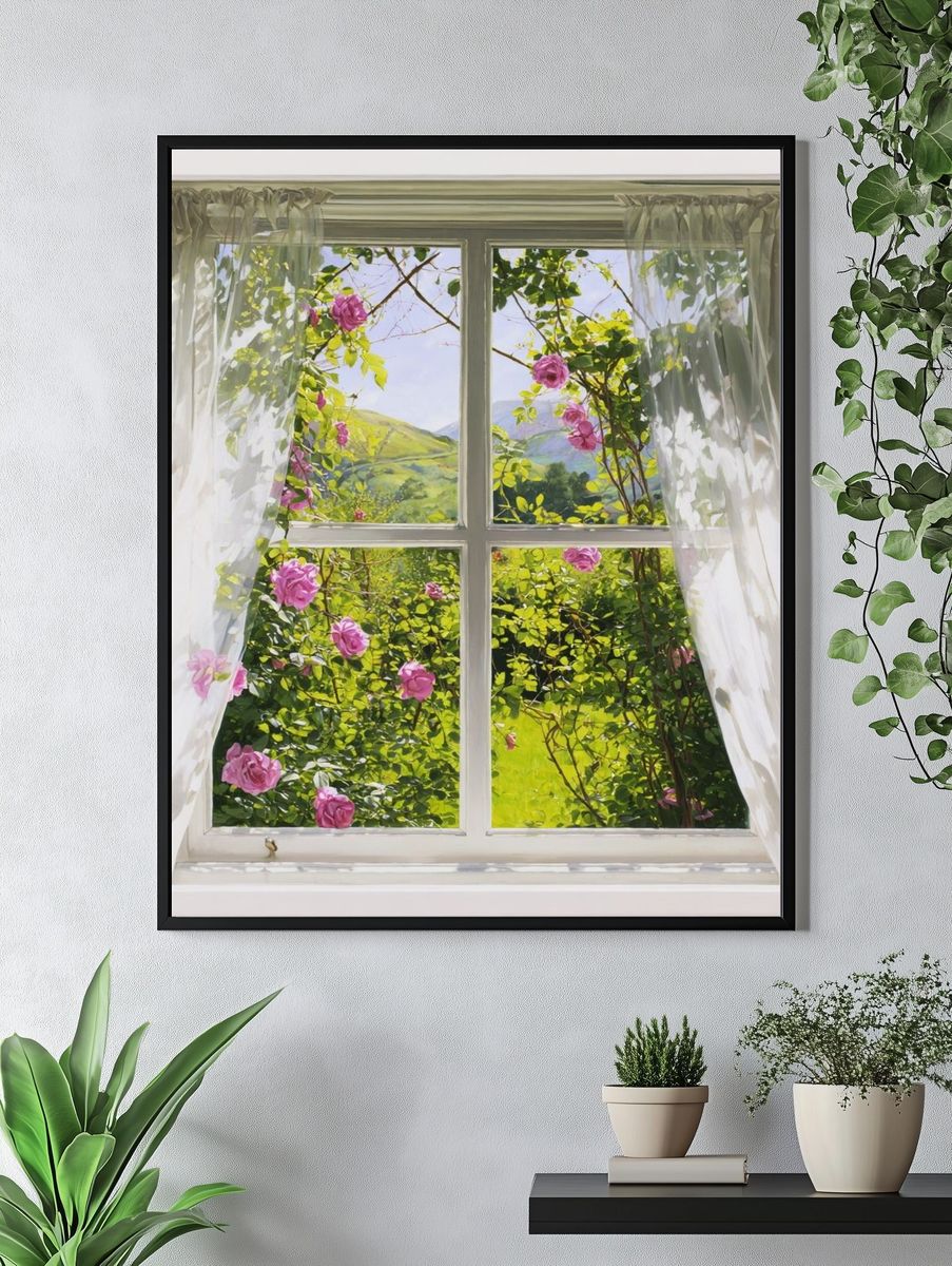 Window with Roses — Fine Art Print. — room view 4