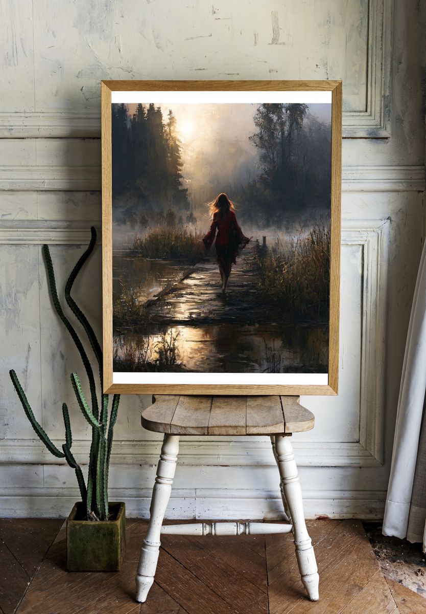 Misty Forest Walk Fine-Art Print. room preview