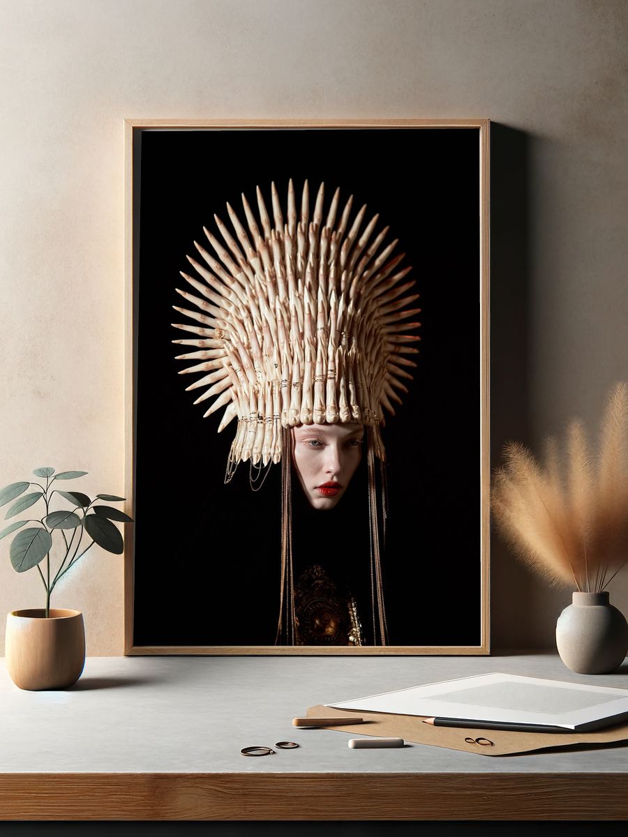 Surreal Crown Portrait Print. — room view 2
