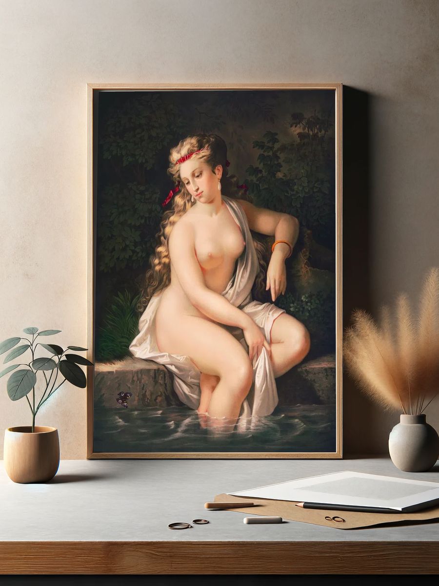 Nude Woman in Water — Fine Art Print. — room view 2