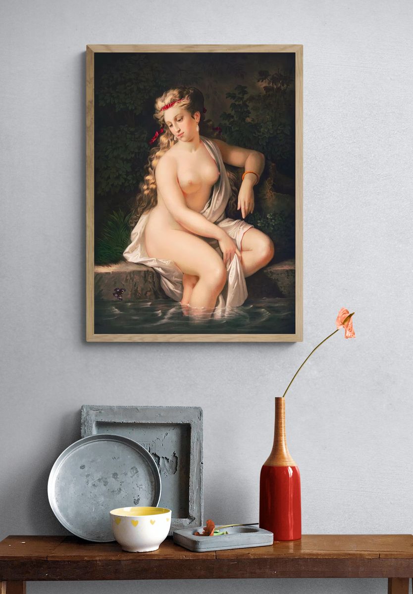 Nude Woman in Water — Fine Art Print. — room view 3
