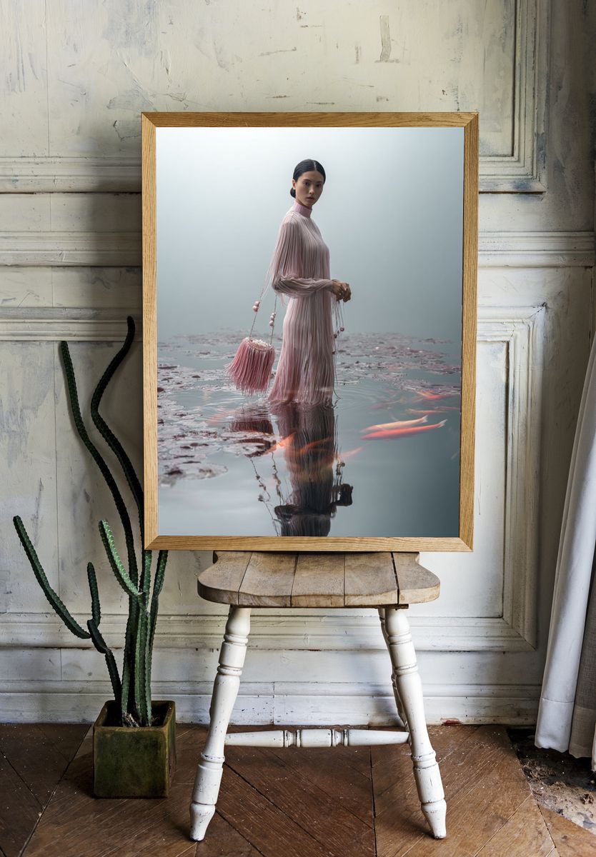 Elegant Woman in Pink Dress — Fashion Photography Print. — room view 1