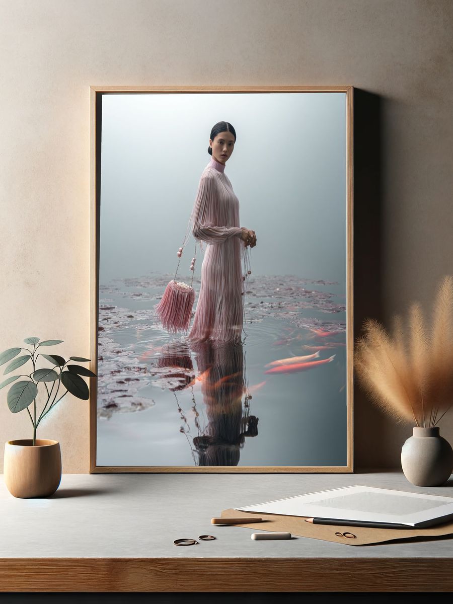 Elegant Woman in Pink Dress — Fashion Photography Print. — room view 2