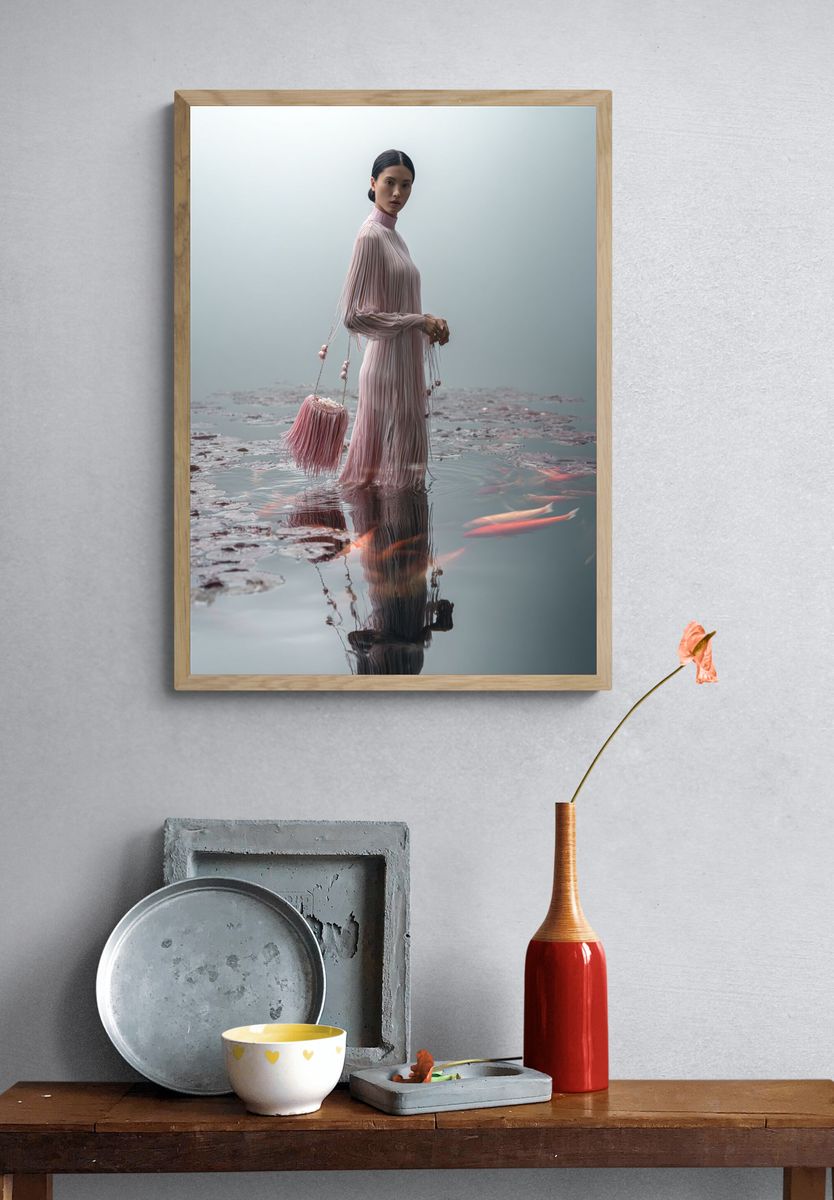Elegant Woman in Pink Dress — Fashion Photography Print. — room view 3