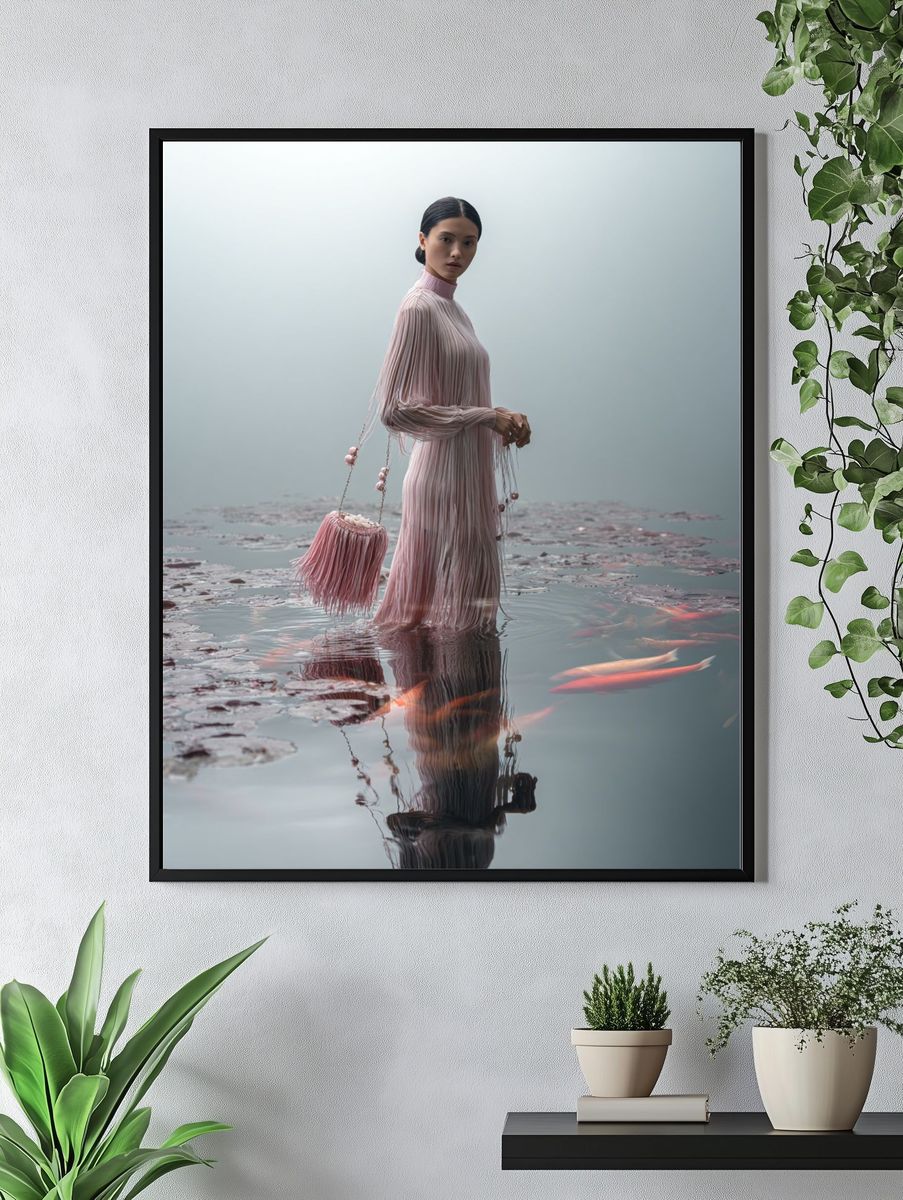 Elegant Woman in Pink Dress — Fashion Photography Print. — room view 4