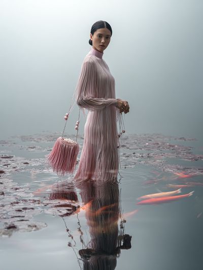 Elegant Woman in Pink Dress — Fashion Photography Print. poster print