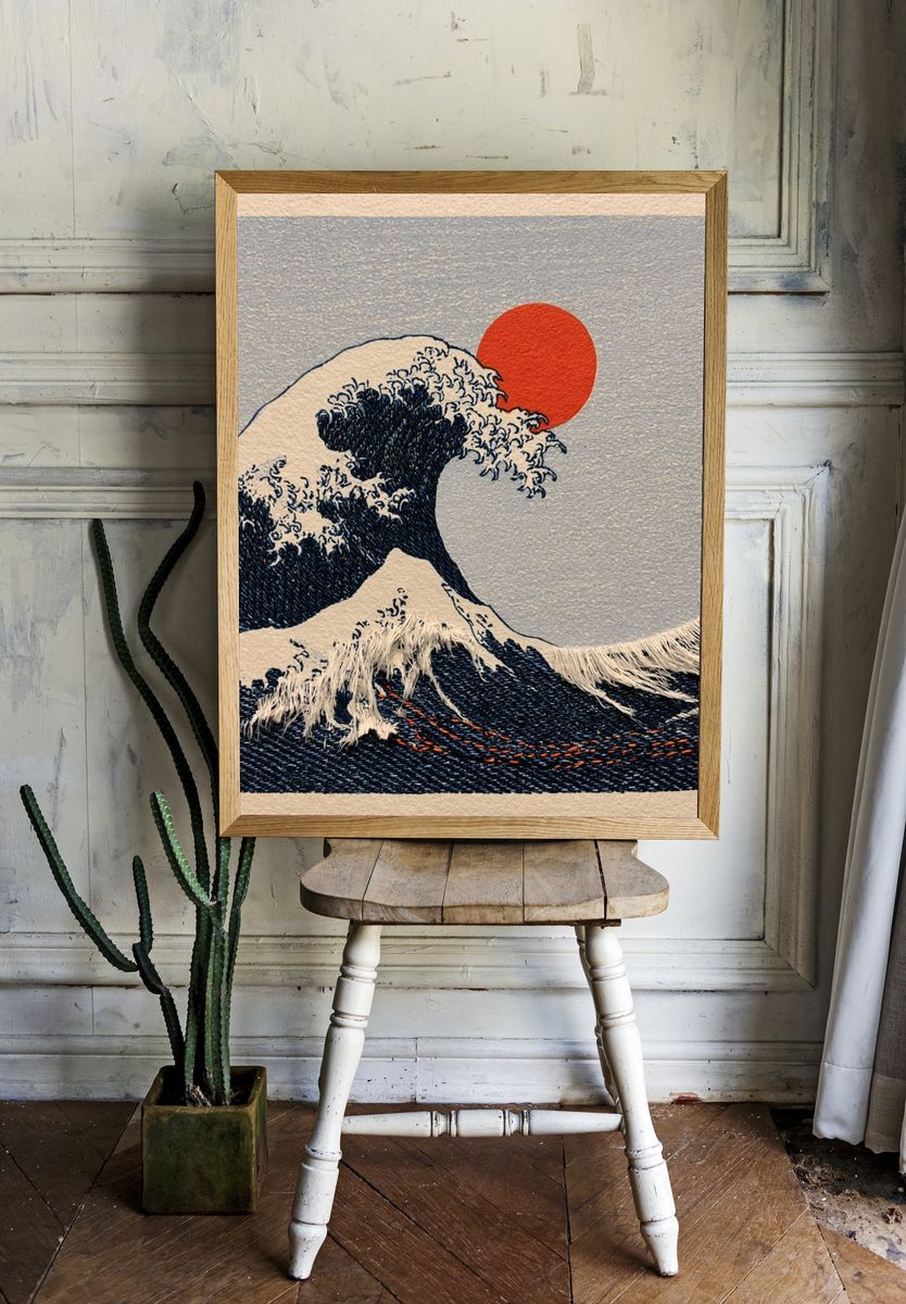 Great Wave Japanese Print Poster. room preview