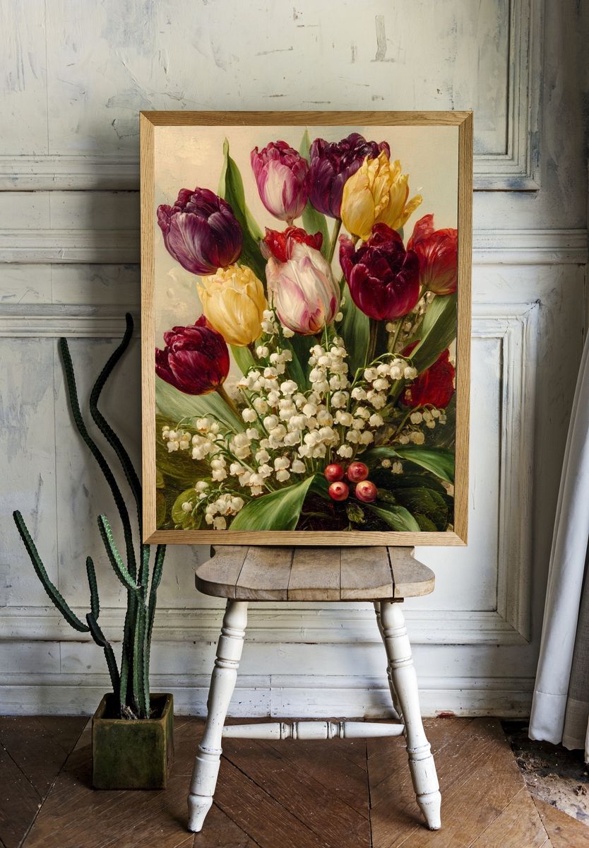 Tulip Bouquet — Fine Art Print. — room view 1
